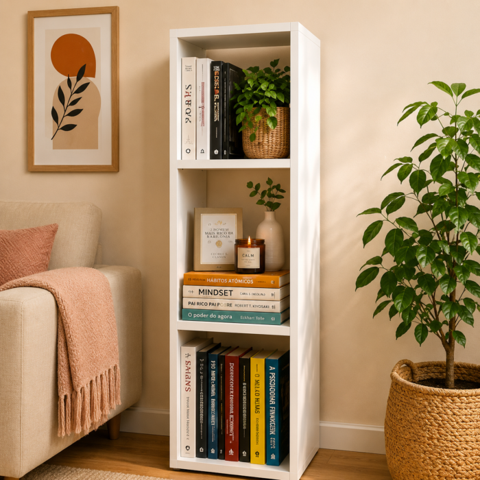 Estante Para Livros Livreiro Branca Organizador Compmovel