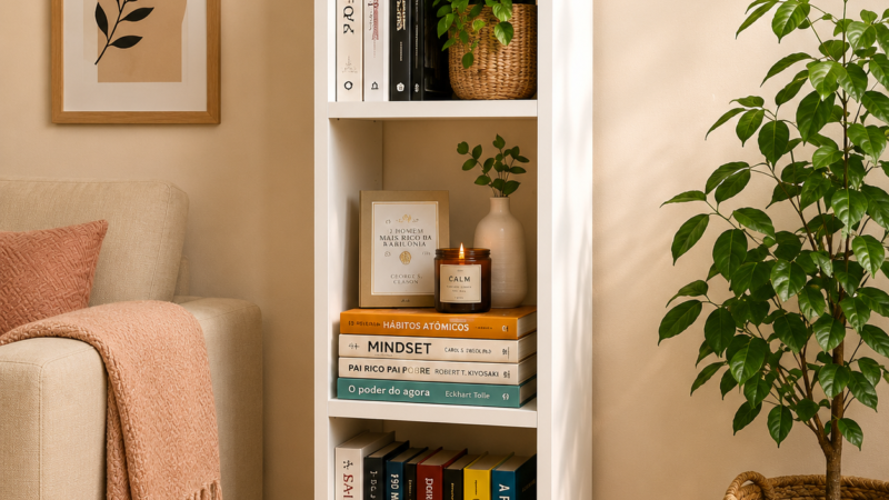 Estante Para Livros Livreiro Branca Organizador Compmovel